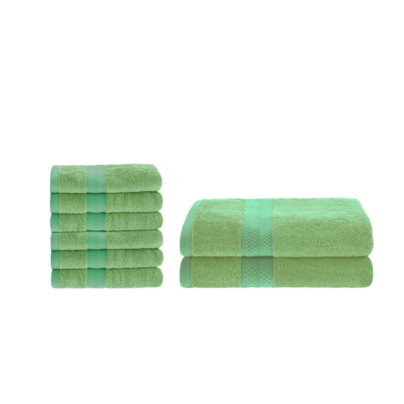 Superior 8 Piece Towel Set (2 Piece Bath Towel and 6 Piece Hand Towel), Rayon From Bamboo and Cotton