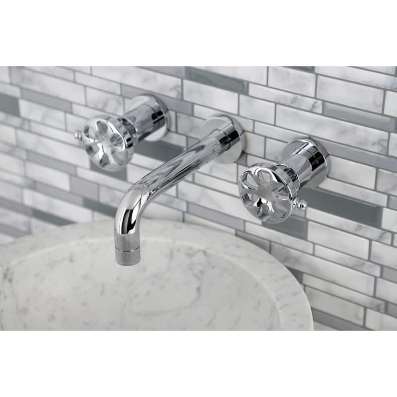 Kingston Brass Belknap Two-Handle 3-Hole Wall Mount Bathroom Faucet - Polished Chrome