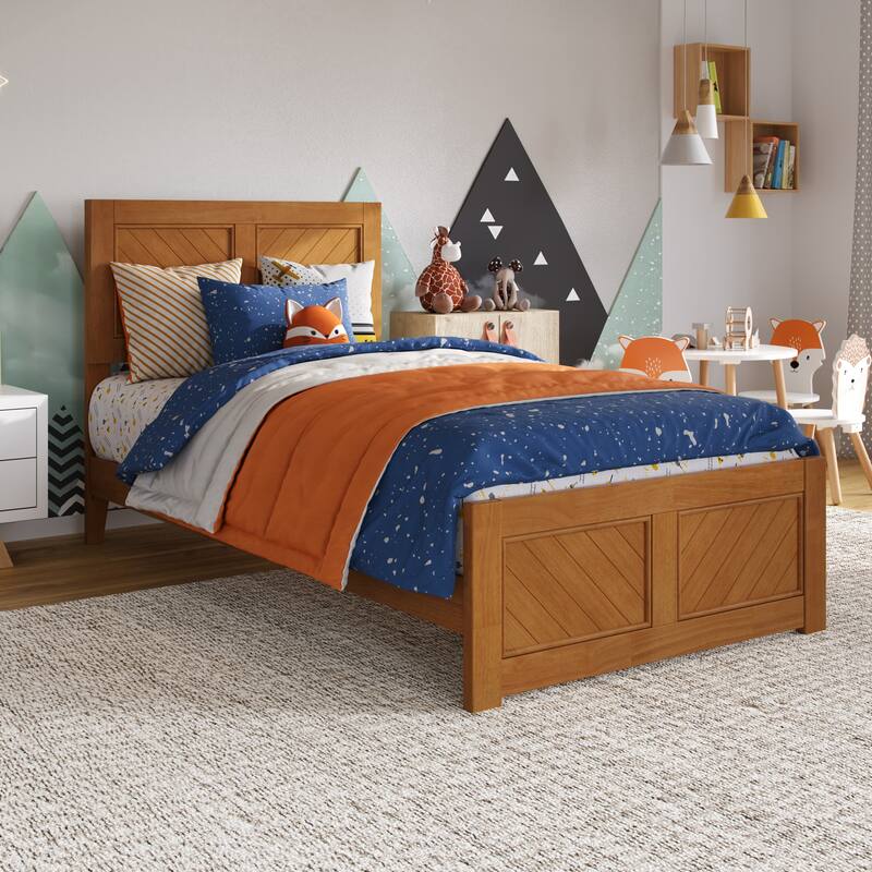 Berkshire Queen Low Profile Platform Bed with Matching Footboard - Light Toffee - Twin