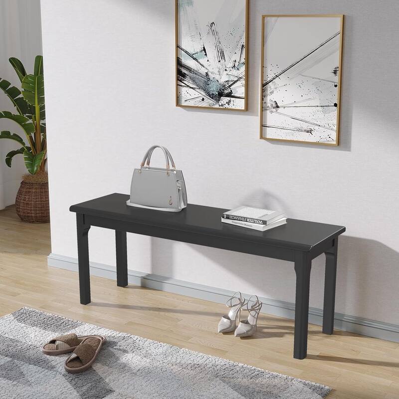 Solid Wood Dining Bench Entryway Bench Farmhouse Kitchen Table Bench - 47.2 in - Black