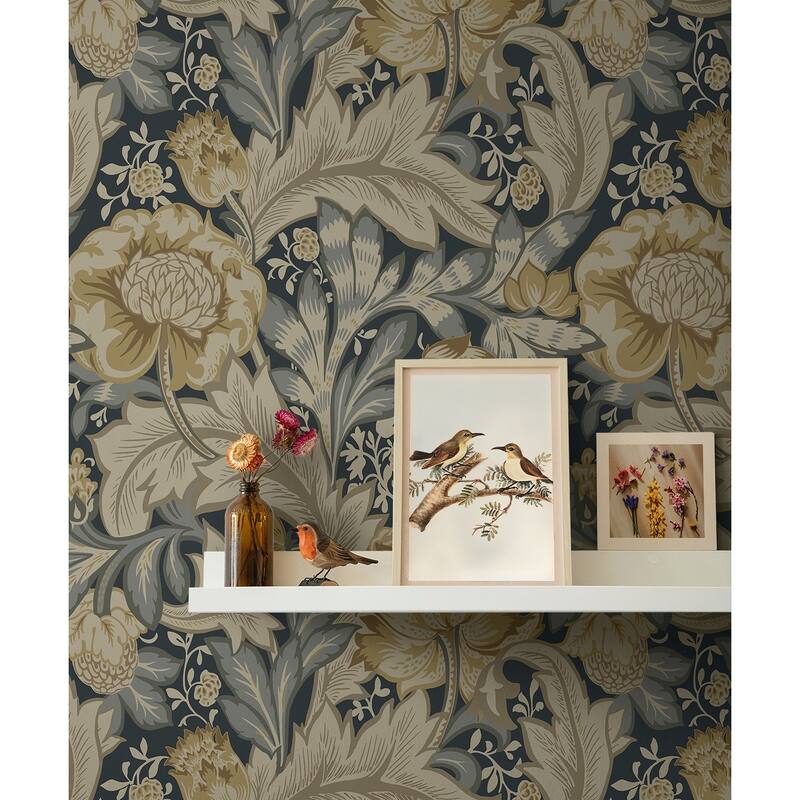 NextWall Acanthus Garden Floral Peel and Stick Wallpaper