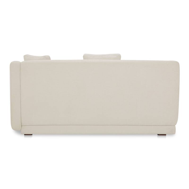 NADAAL STUDIOS Solace Left Arm Facing Modular Sofa, Deep Foam & Fiber Cushioning, Plinth Base, Two Toss Cushions, White