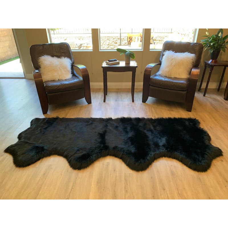 Highland Select Natural Long Wool Sheepskin 4 Pelt Shag Rug - 3' x 6'8"