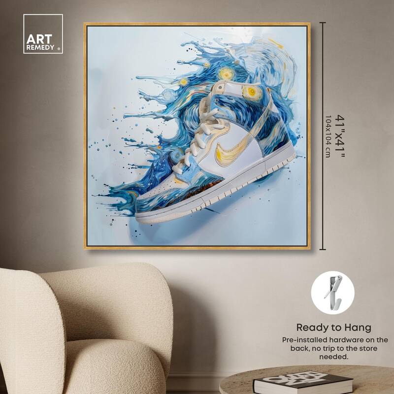 Starry Night Sneaker Splash Canvas by Art Remedy