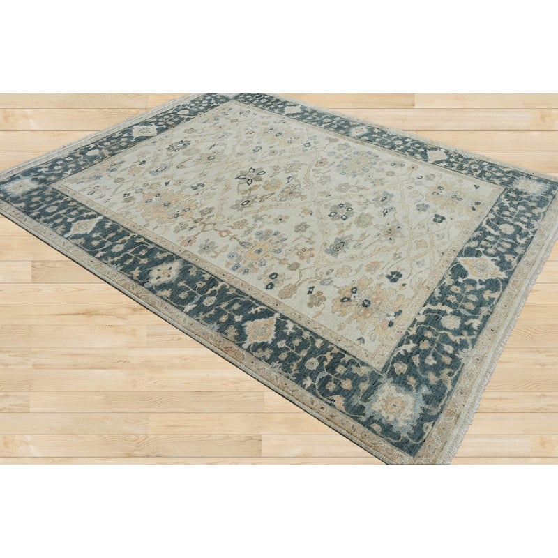 LoomBloom Multi Size Beige Wool Hand Knotted Turkish Oushak Area Rug