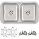 preview thumbnail 2 of 24, STYLISH 32 inch Stainless Steel 18G Double Bowl Low Divider Dual Mount Sink - Brushed Stainless Steel - 32.25" x 18.9" x 9"