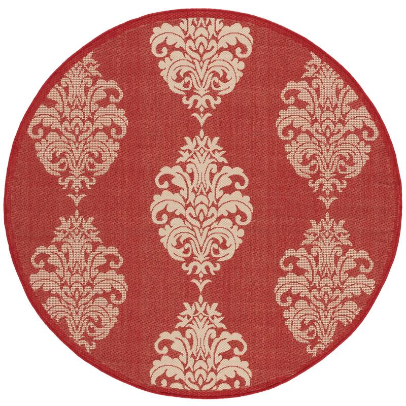 SAFAVIEH Courtyard Pauley Damask Indoor/ Outdoor Waterproof Patio Backyard Rug