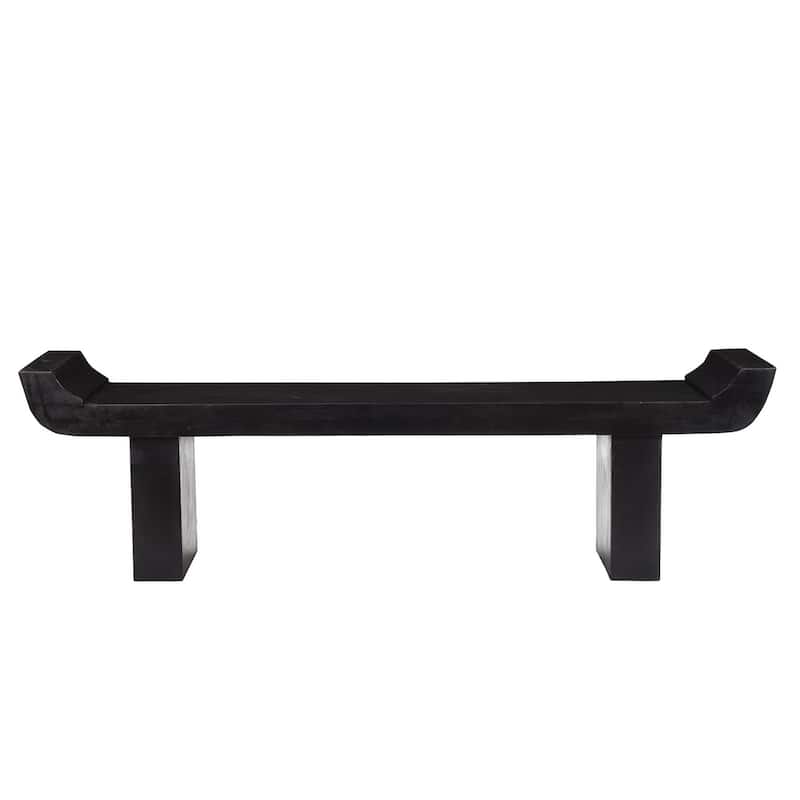 Mango Wood Long Bench Black Finish- ST - Black Stained Finish