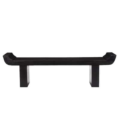 Mango Wood Long Bench Black Finish- ST - Black Stained Finish