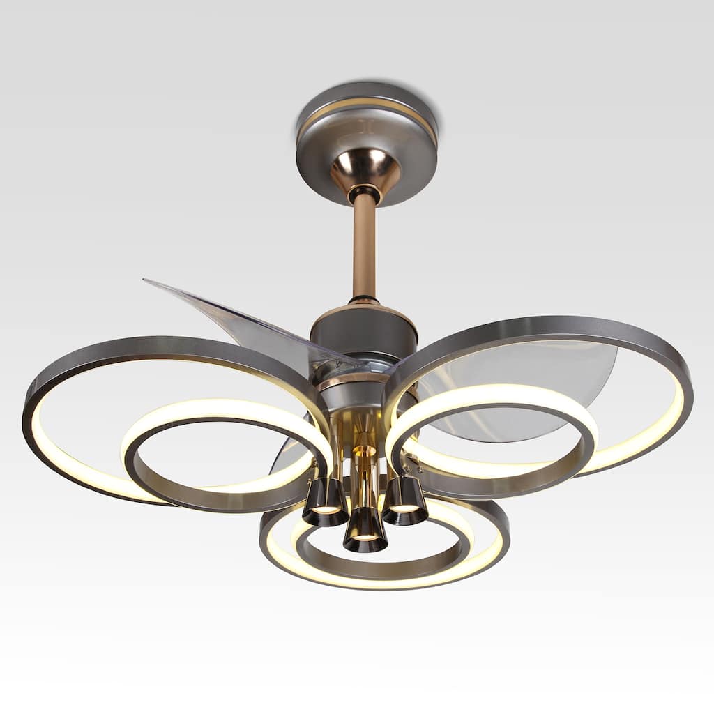 LED Ceiling Fan Black Ceiling Fan with Light - 24inch