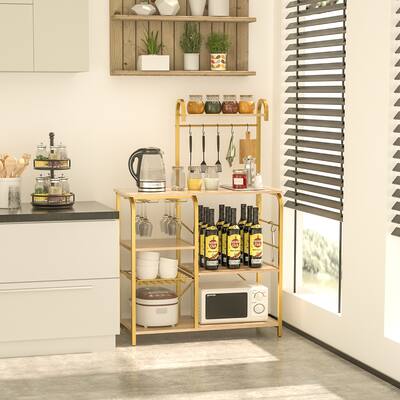 Utility Storage Shelf Organizer Rack with Side Hooks - 35.43" x 14.96" x 29.34"