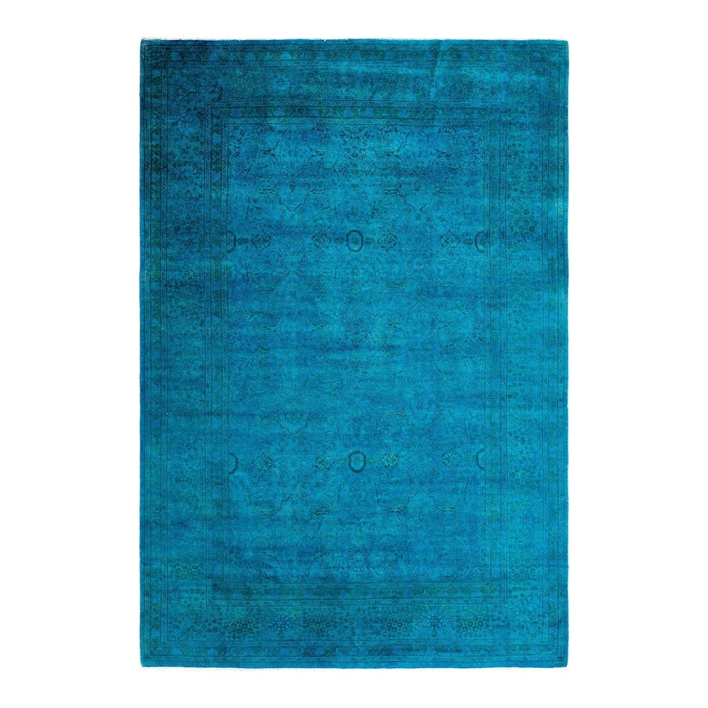 Overdyed, One-of-a-Kind Hand-Knotted Area Rug - Blue - 6' 1" x 8' 10"