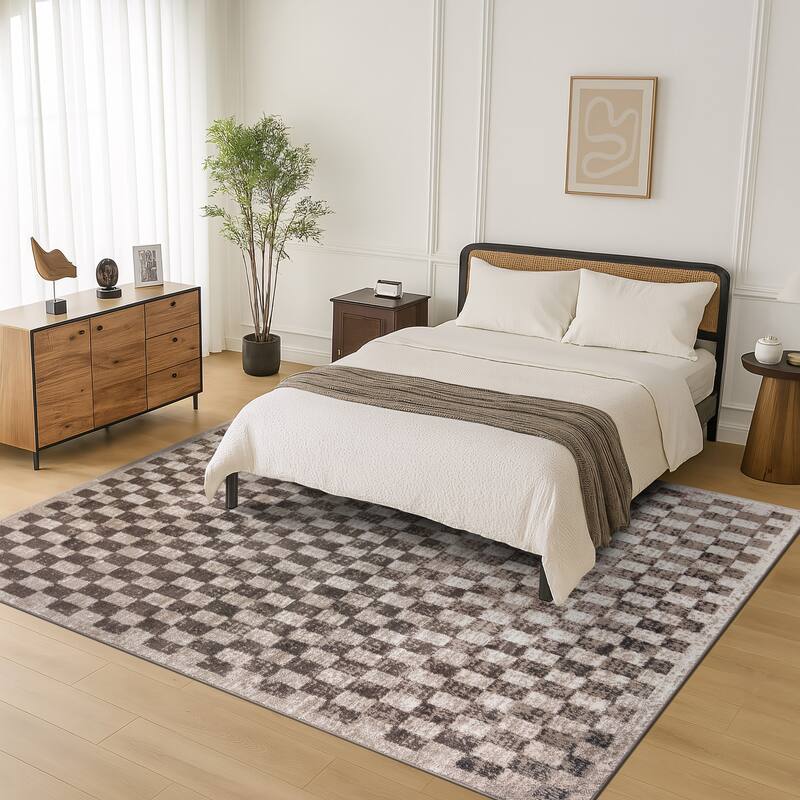 World Rug Gallery Contemporary Checkered Area Rug