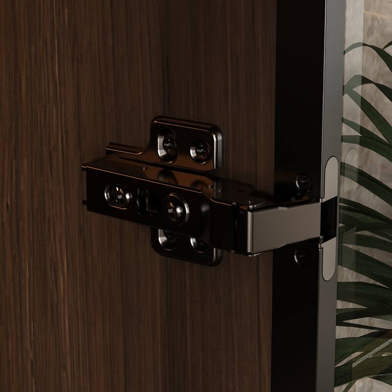 LED-Lit Wood Grain Cabinet - Configurable Storage for Home or Office