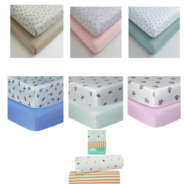 Cuddles & Cribs Pack of 2 GOTS certified Cotton Fitted Crib Sheet Set - 28 x 52 x 8 inches. Opens flyout.