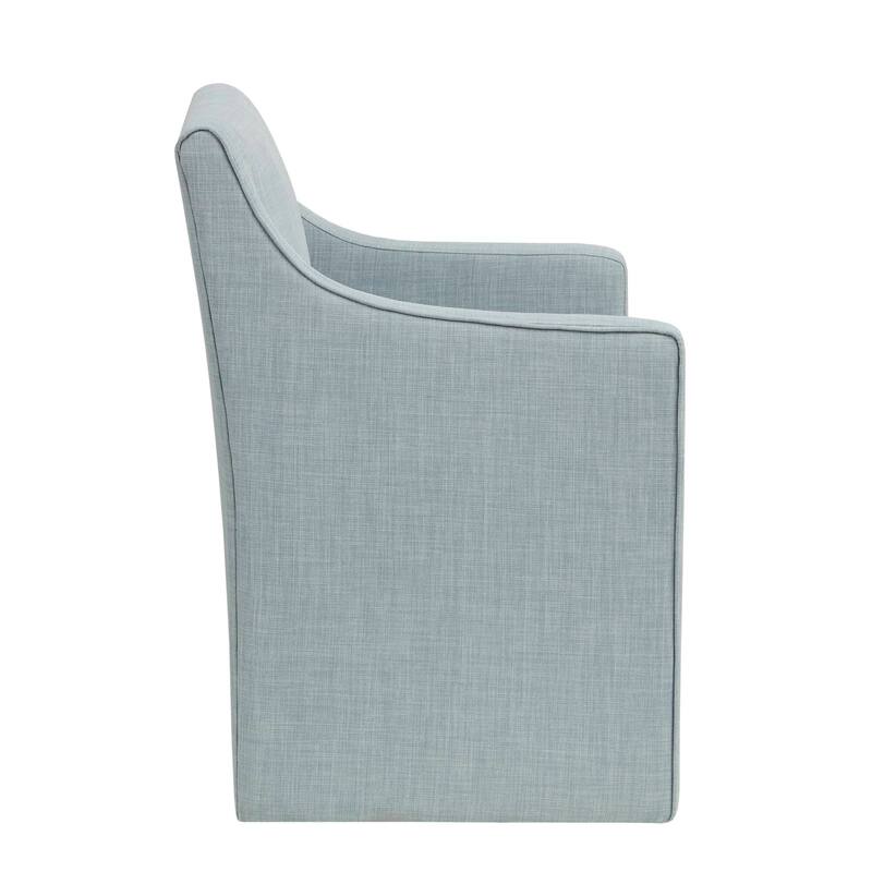 1 Piece Fabric Armrest Dining Chair Seat Sofa w/ Hidden Mobile Casters