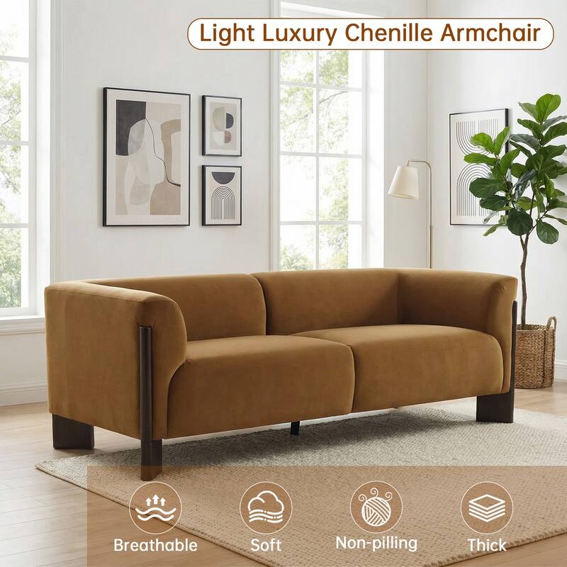 81" Wide Upholstered Velvet/ Chenille Roomy Loveseat Sofa