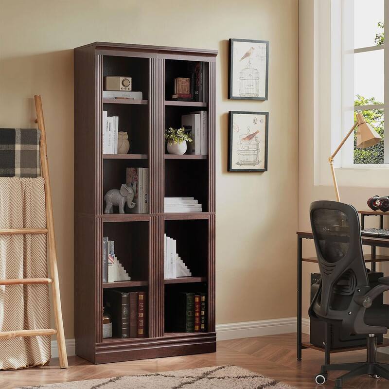 VAUXHILL & CO. Halston Narrow Bookcase, Adjustable Open Shelving Unit, Cherry - 52.7