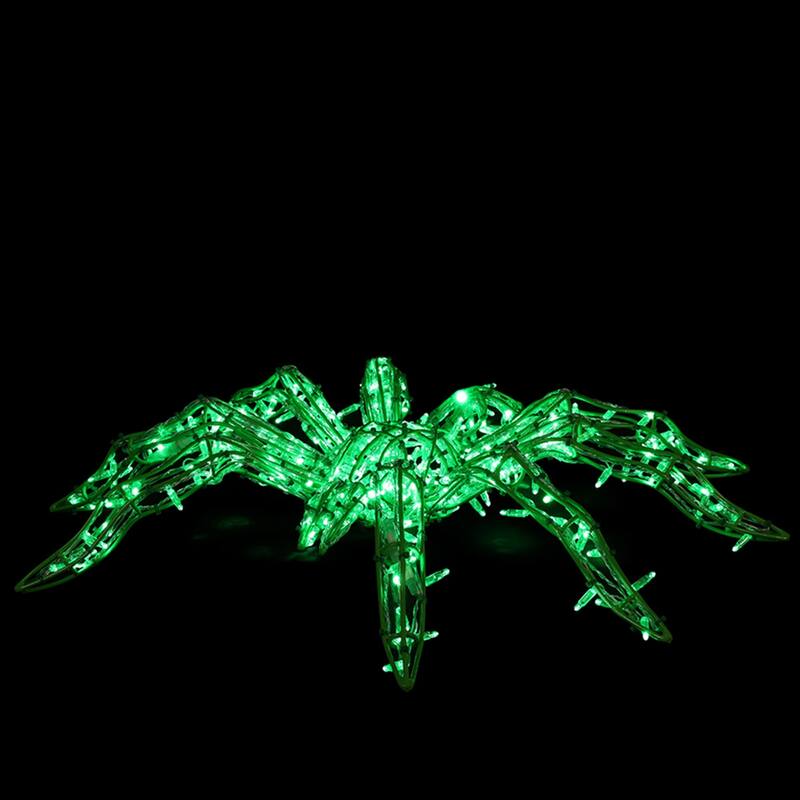 LED Lighted Outdoor Spider Halloween Decoration - 44" - Green