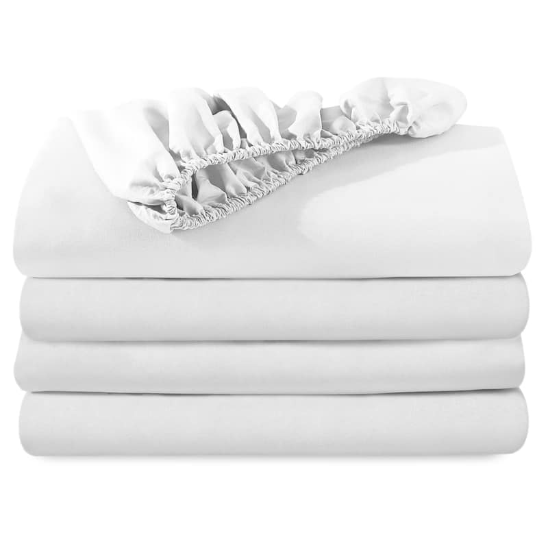 Bare Home 2-Pack Microfiber Fitted Bottom Sheets - Split Queen - Cool White