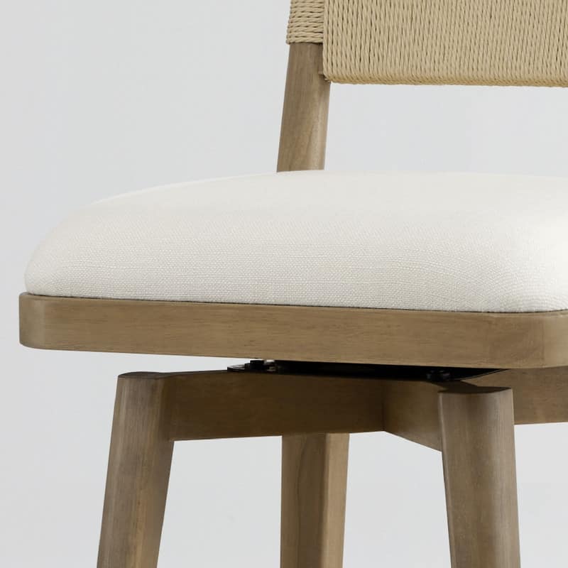 Gloria Upholstered Swivel Braid Barstool with Wood Frame Set of 2