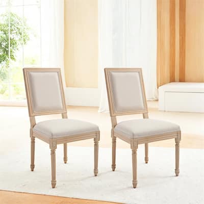 French Country Dining Chairs Set of 2,Upholstered Chairs w/Square Back