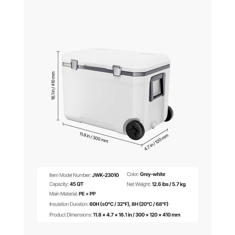 Portable Insulated Cooler with Wheels & Cup Holder for Outdoors