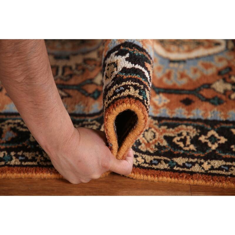 Orange Heriz Serapi Indian Runner Rug Hand-Knotted Wool Carpet - 2'8"x 8'2"