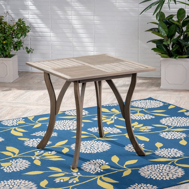 Roomfitters Outdoor Square Wood Dining Table, 31.5 Inch Patio Bistro Table, Small Garden Deck Table, Brown
