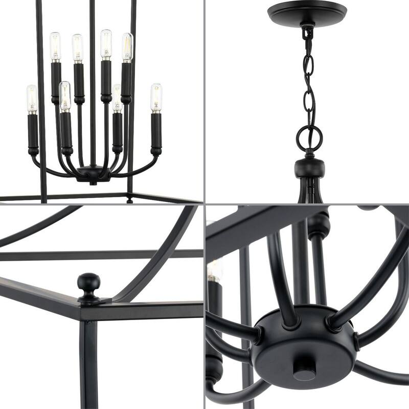 Parkhurst Collection Eight-Light New Traditional Matte Black Chandelier Foyer Light - 20 in x 20 in x 36 in