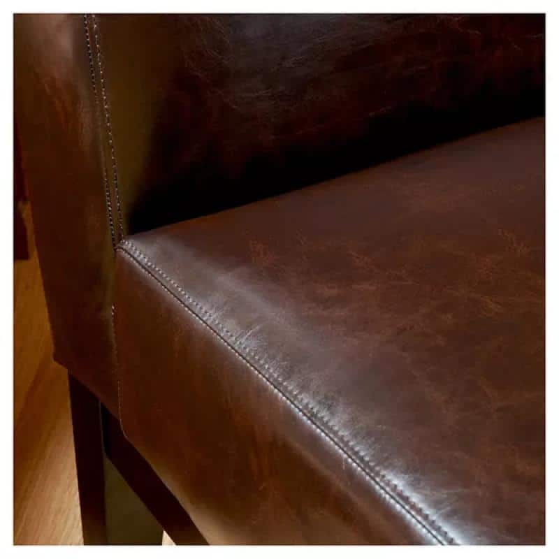 Roomfitters Modern Armless Lounge Chair with Faux Leather Upholstery, Brown