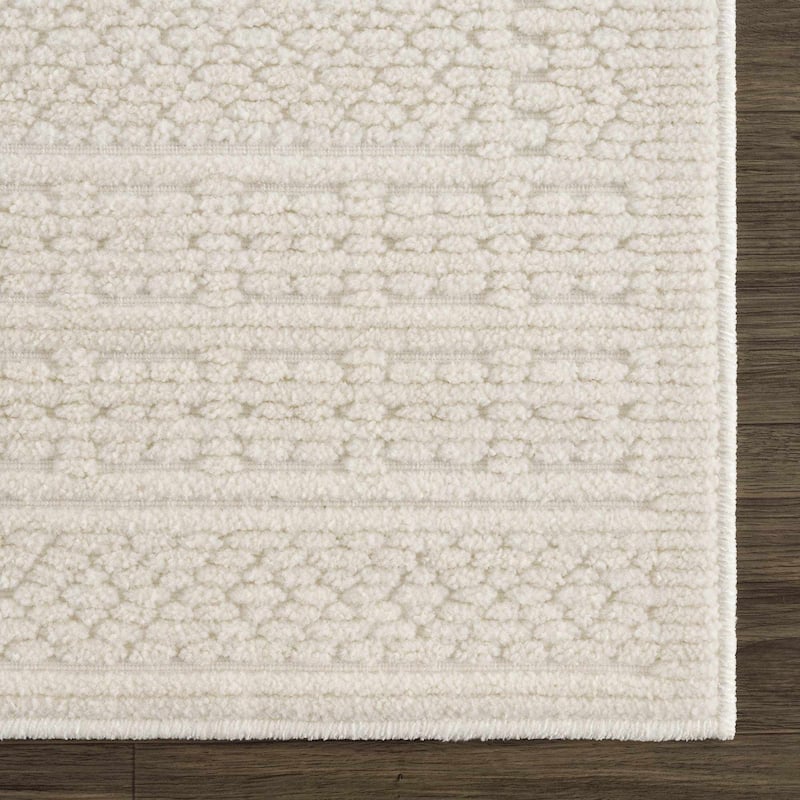 Hauteloom Bahar Living Room, Bedroom Machine Washable Area Rug - White, Off White - 2' x 2'10"