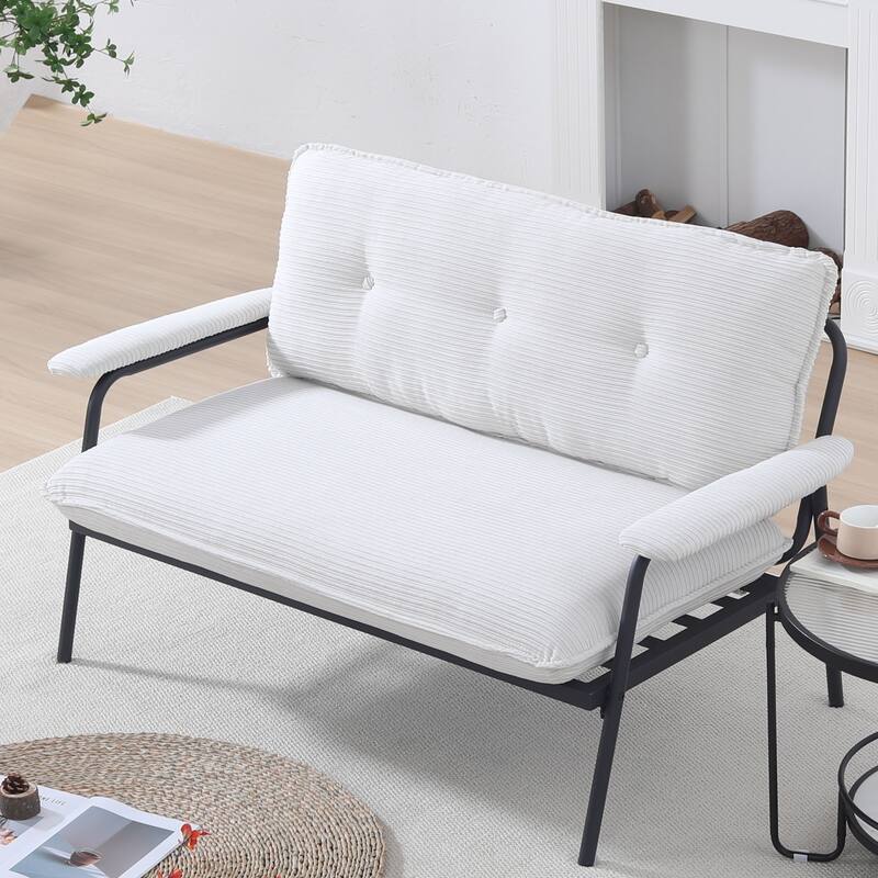 53-Inch Beige Polyester Blend Sofa for Small Spaces - Multi-Color