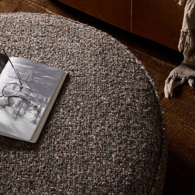 Ralphy Large Round Ottoman-Dark Hair on Hide