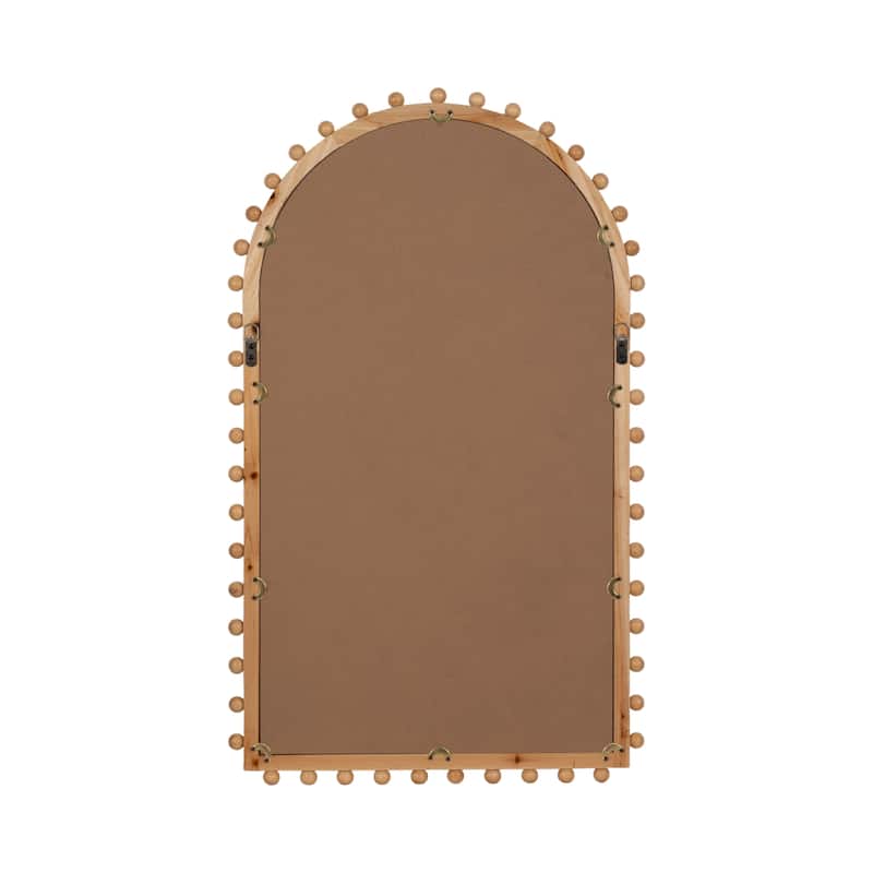 Sagebrook Home Wood, Beaded Arch Mirror, Arch, Solid Color, Quazt and Pine wood Mirror