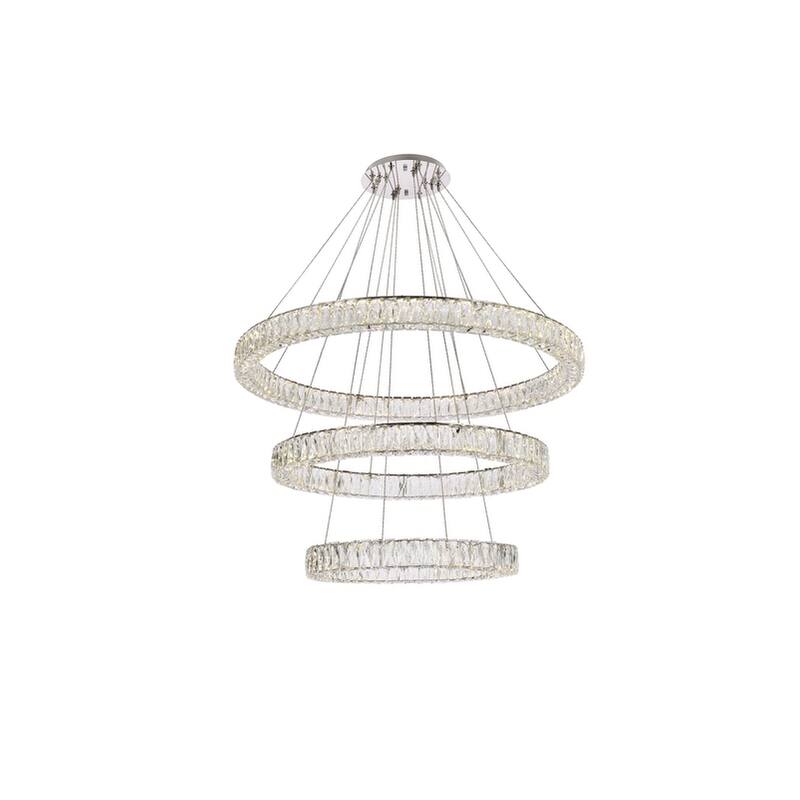 Indigo Home 41 inch LED triple ring chandelier - Chrome
