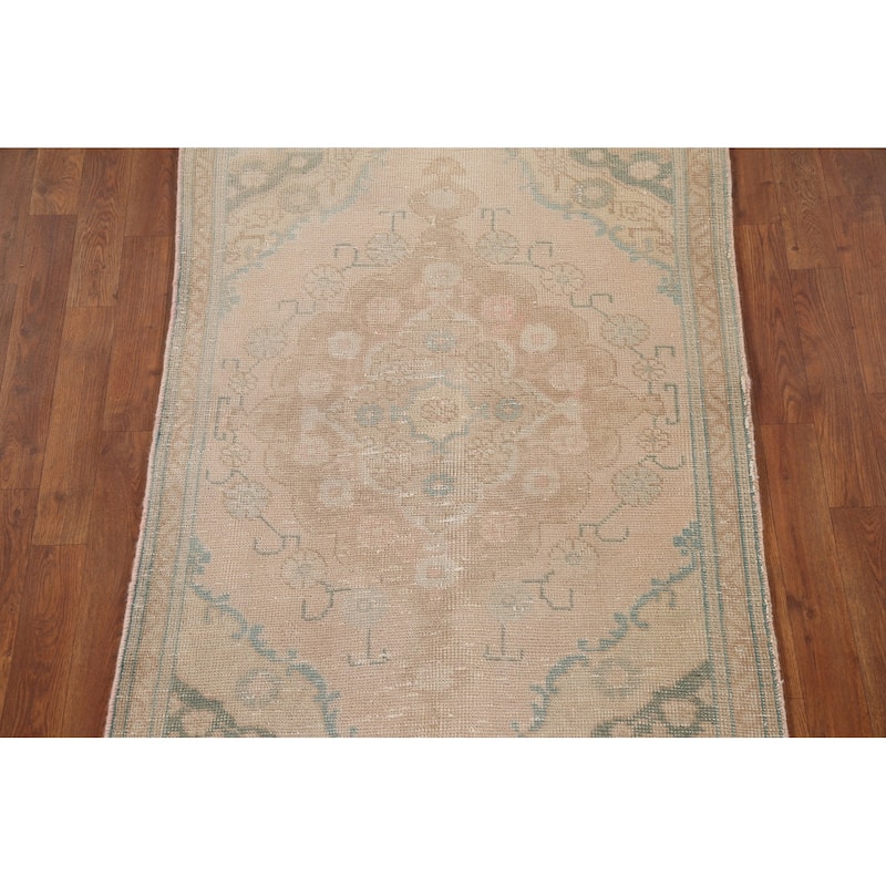 Hand Knotted Oriental 100% Wool Carpet Traditional Medallion Peach Tabriz Area Rug - 4' 8'' X 3' 2''