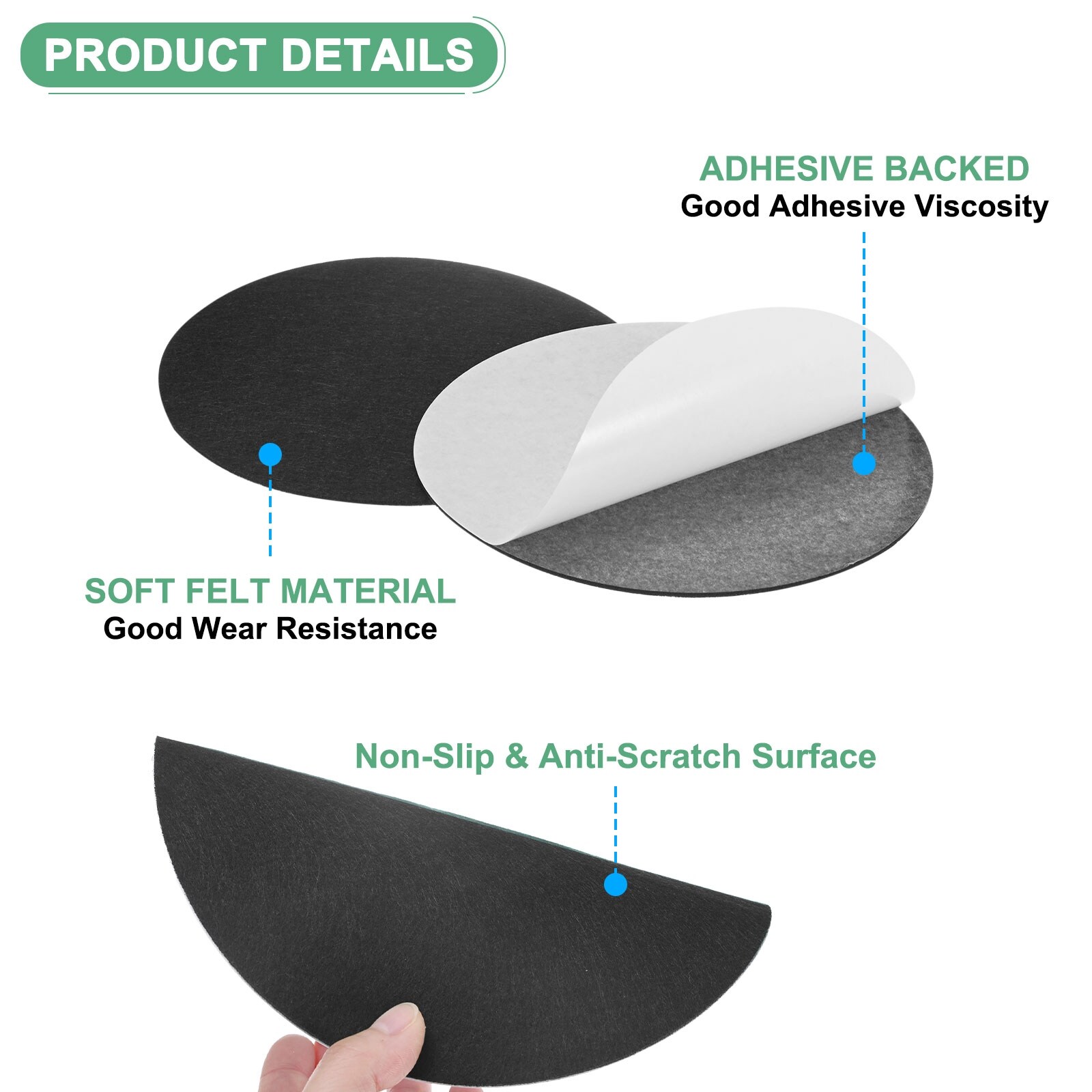 30 Pack Lamp Base Felt, Self Adhesive Round Fabric Felt Pads for Furniture/DIY, Non-Slip Fiber Backed Patch