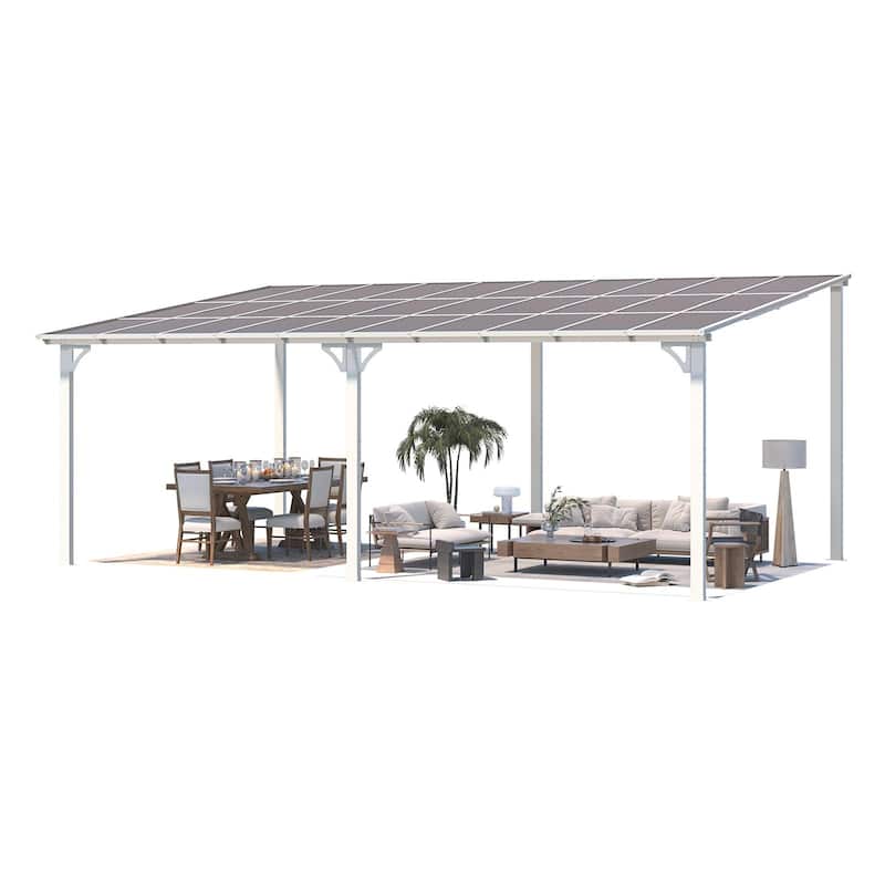 12x20ft Lean to Gazebo Hardtop Wall Mounted Gazebo