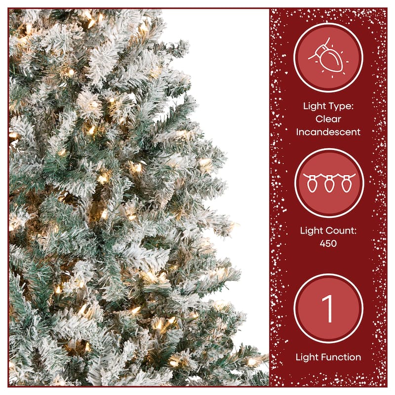 National Tree Company 7.5 ft. Acacia Flocked Tree with Clear Lights - 7.5 Foot
