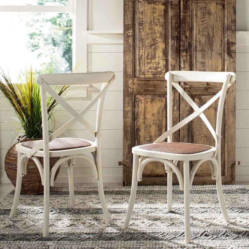 SAFAVIEH Zalya x-Back Antique White Dining Chair (Set of 2) - 20"Wx21"Dx35"H - Antique White