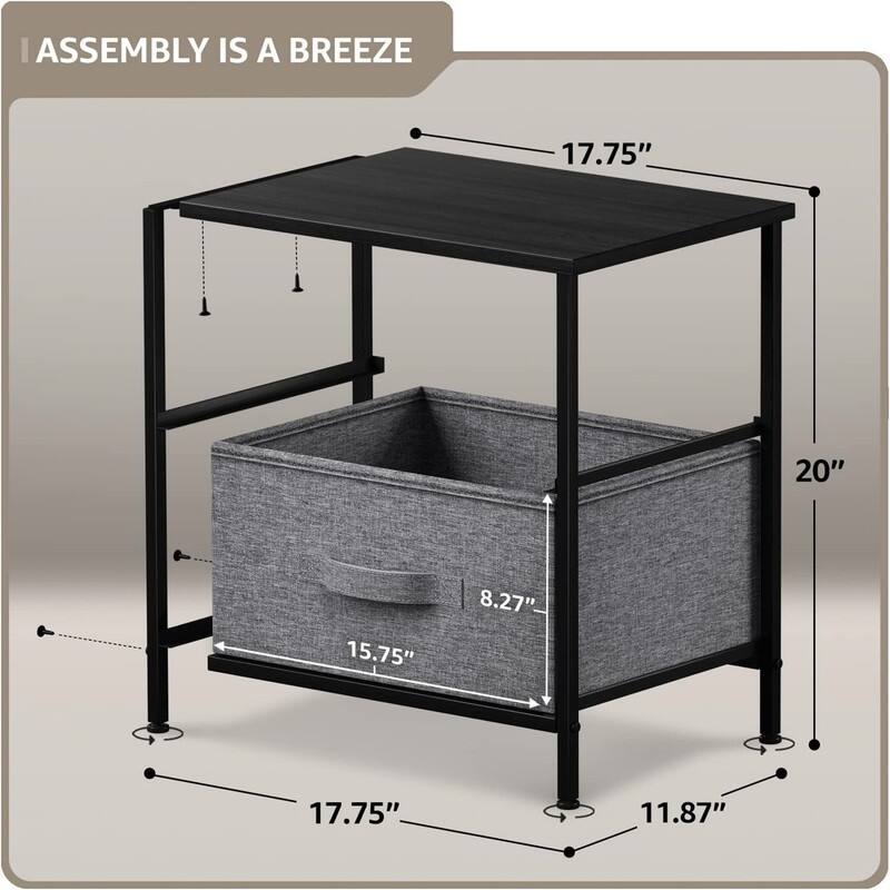 Nightstand with 2 Drawers