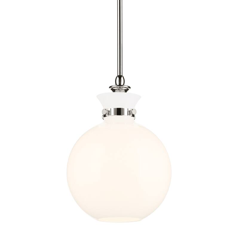 Kichler Lighting Laria 10.25 Inch 1 Light Pendant with Opal Glass in Polished Nickel