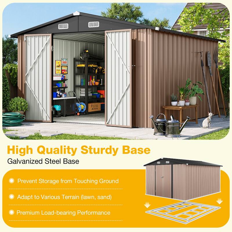 Outdoor Metal Storage Shed With Subfloor Channels ,Lockable Door, Vents for Patio