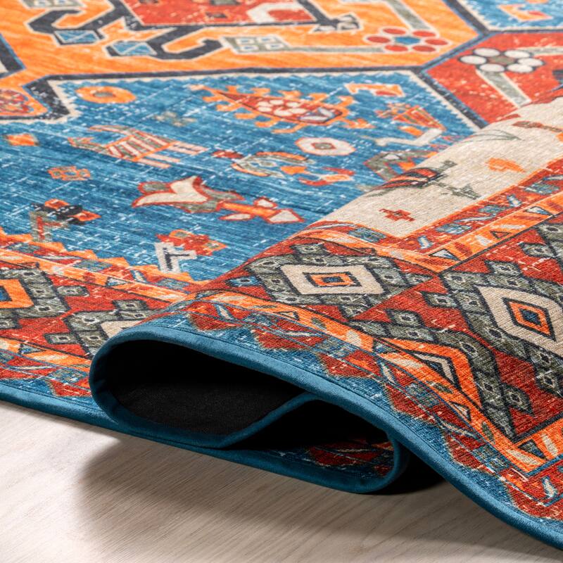 Nuloom Idell SpinClean Persian Medallion Machine Washable Area Rug
