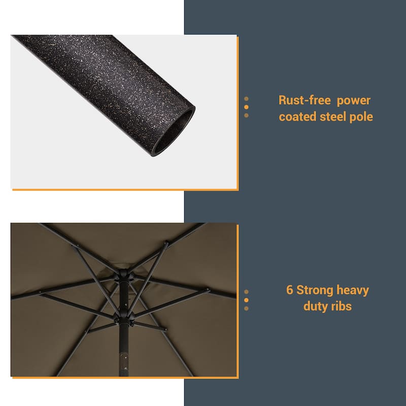 LIVOOSUN Patio 7.5 FT LED Market Umbrella,Table Umbrella w/Tilt Button