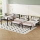 preview thumbnail 4 of 11, Triple Bunk Bed with Drawers, Metal Frame, Bed Head with Shelving, Twin over Twin & Twin, Black