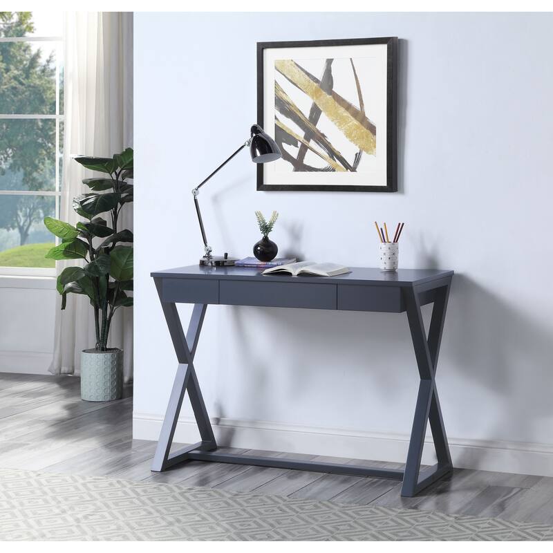 Modern Writing Desk in Solid Wood with 1 Drawer, X-Shape Base, and Elegant English Dovetail Construction for Home Office