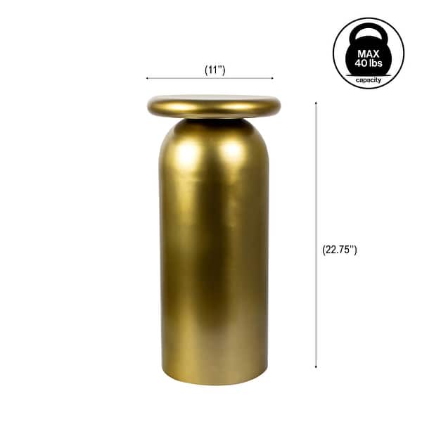 dimension image slide 1 of 7, Miles Modern Metal Round Drink Table - Sleek Cylinder Mushroom Pedestal Accent End Side Table for Living Room Bedroom