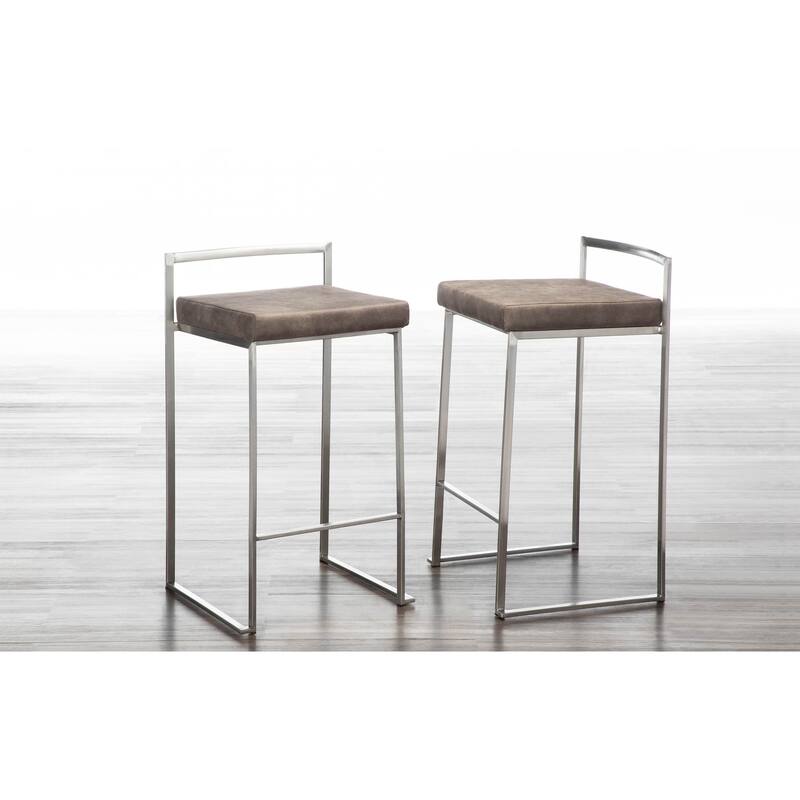 Silver Orchid Forrest Stainless Steel Stackable Fully Welded Counter Stool (Set of 2)